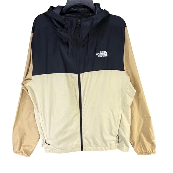 The North Face Cyclone Hooded Jacket Mens L Black Beige Windbreaker Outdoor - Picture 1 of 16